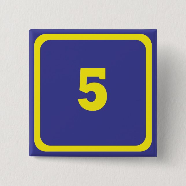 number five 15 cm square badge (Front)