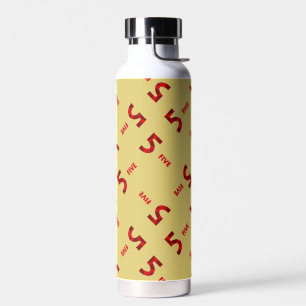 Number five brown water bottle