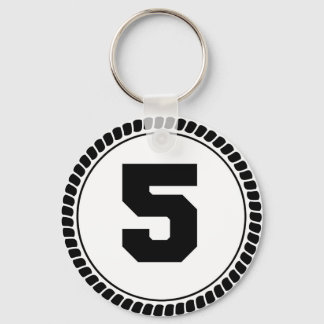 Number Five Circle Key Ring