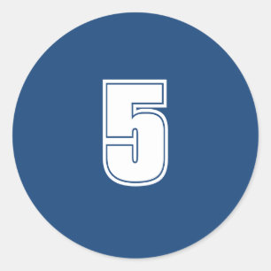 Number Five planning supplies simple 5 navy white Classic Round Sticker