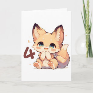 Number Four Anime Fox Holiday Card