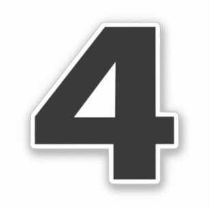 Number Four Black and White Sticker