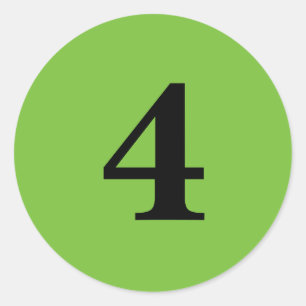 Number Four planning simple 4 green black Classic Round Sticker