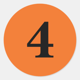 Number Four planning simple 4 orange black Classic Round Sticker