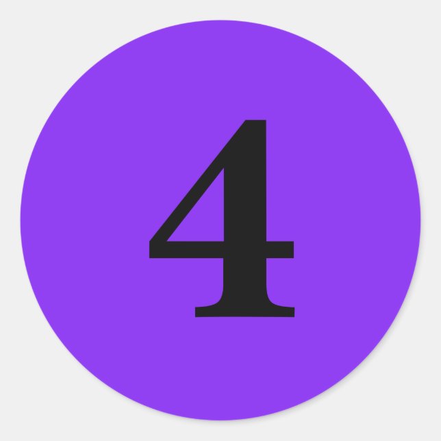 Number Four planning simple 4 purple black Classic Round Sticker (Front)