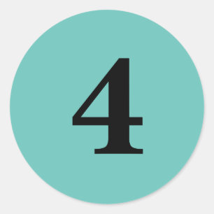 Number Four planning supplies simple 4 aqua black Classic Round Sticker