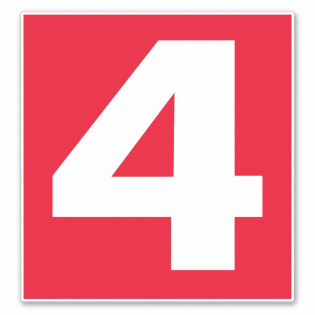 Number Four Red and White Sticker (Front)