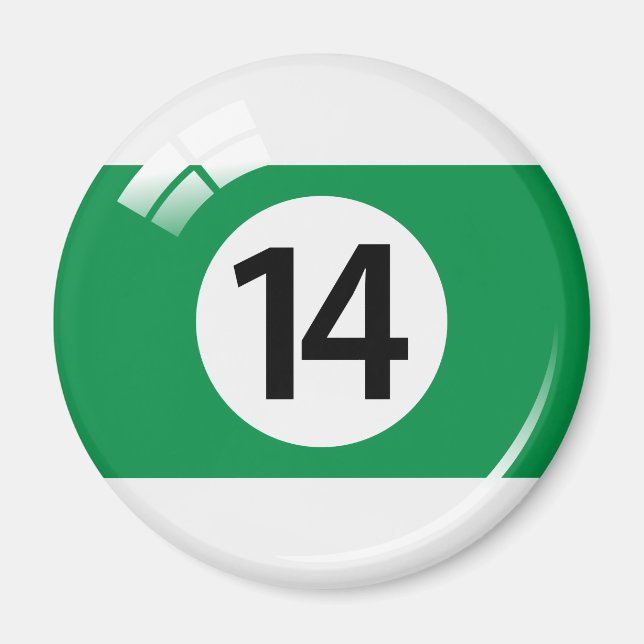 Number fourteen billiard ball fridge magnet (Front)
