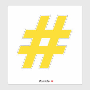 Number Hashtag Gold and White Sticker