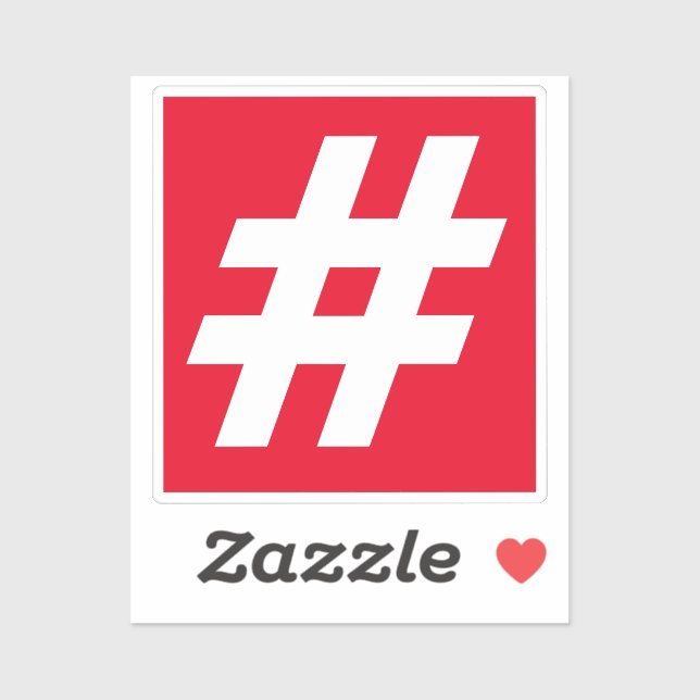 Number Hashtag Red and White Sticker (Sheet)