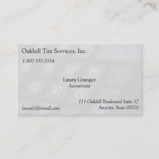Number keys on calculator fade business card