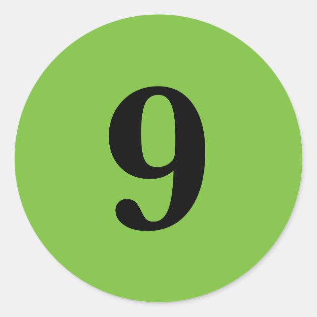 Number Nine planning simple 9 green black Classic Round Sticker (Front)