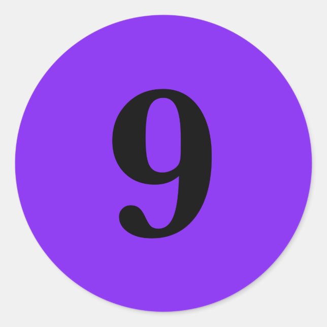 Number Nine planning simple 9 purple black Classic Round Sticker (Front)