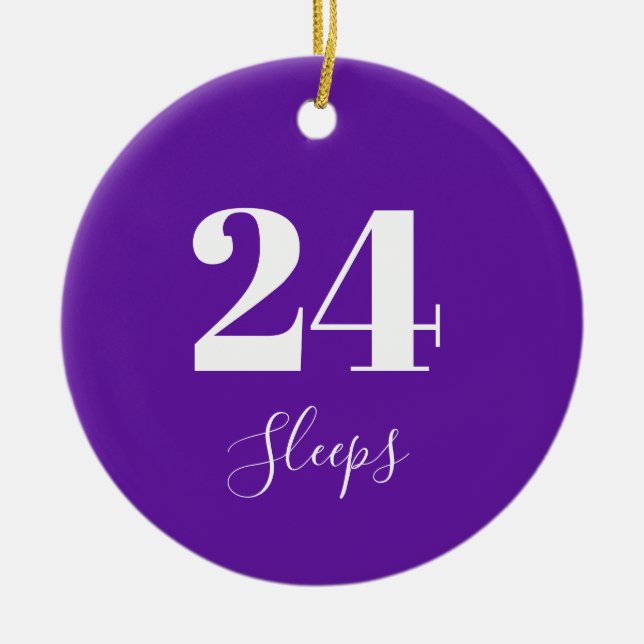 Number of Sleeps to Christmas Purple Ceramic Tree Decoration (Front)
