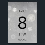 Number of snowy Christmas table Table Number<br><div class="desc">Elegant Christmas wedding table number with snowflakes,  in which you can change the image,  names and date.</div>