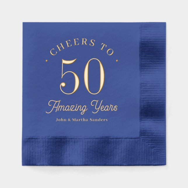 Number of Years Anniversary Birthday Foil Napkins (Front)