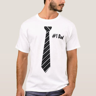 Number One #1 Dad Black Stripes Fake Tie T-Shirt