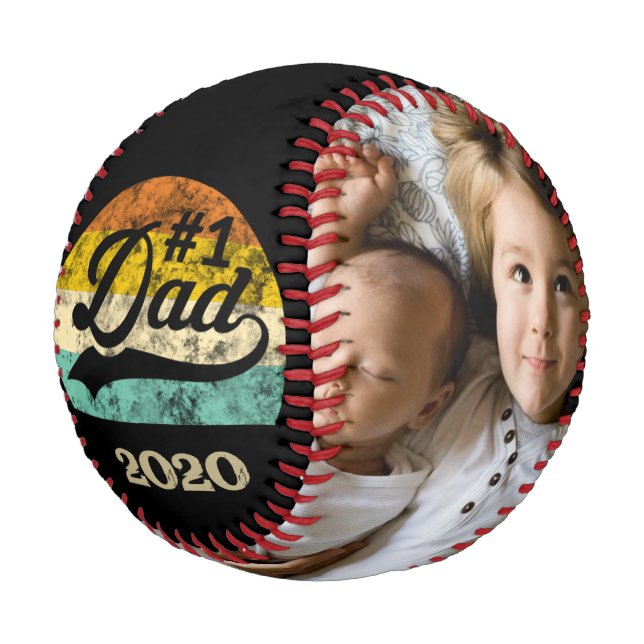 Number one # 1 Dad Retro Photo Vintage Baseball (Angled)