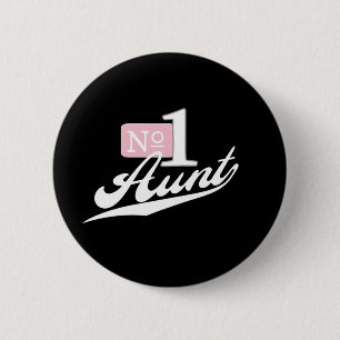 Number One Aunt (White) 6 Cm Round Badge