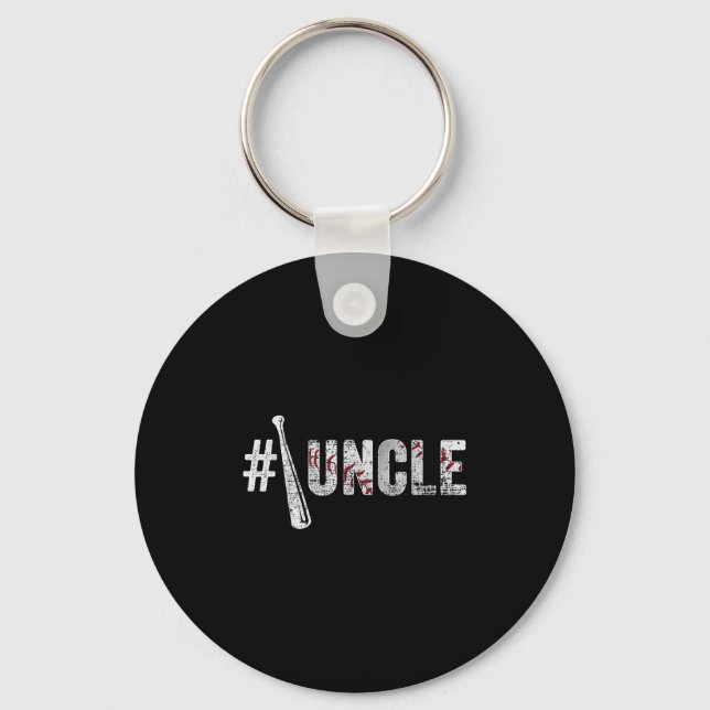 Number One Baseball Uncle Fathers Day Funny Baseba Key Ring (Front)