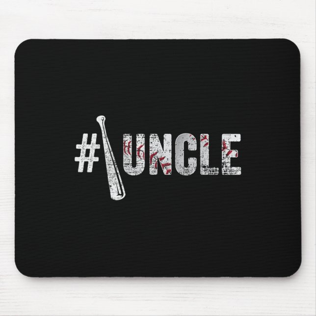 Number One Baseball Uncle Fathers Day Funny Baseba Mouse Mat (Front)