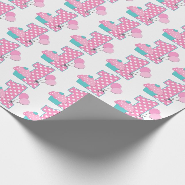 Number One Birthday with Balloons Wrapping Paper (Corner)