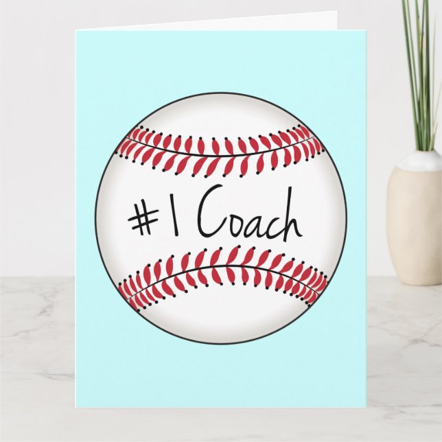 Number One Coach Baseball Get Well Soon Card (Front)