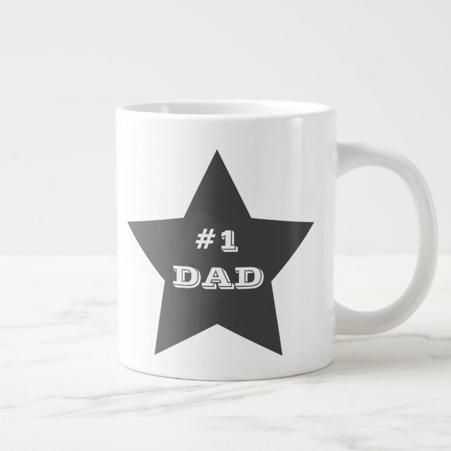 Number One Dad, #1 Grey Star Large Coffee Mug (Right)