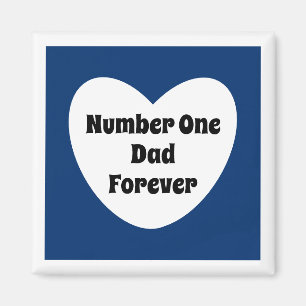 Number One Dad Cute Navy Blue White Heart Magnet
