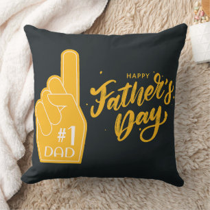 Number One Dad Foam Finger Typography Cushion