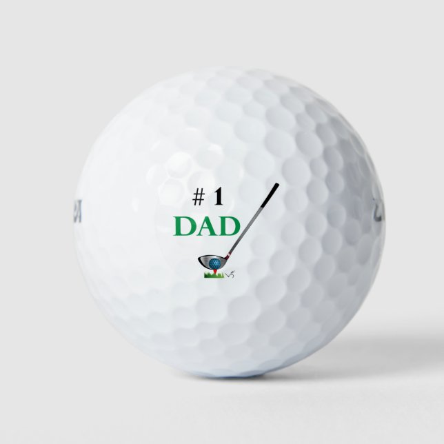 Number One Dad Golf Fathers Day Birthday Cool Golf Balls (Front)