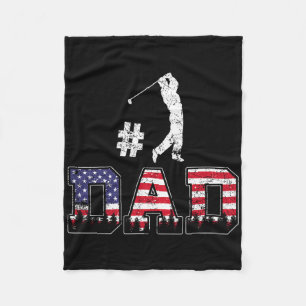 Number One Dad Golf-shirt Father Day American Flag Fleece Blanket