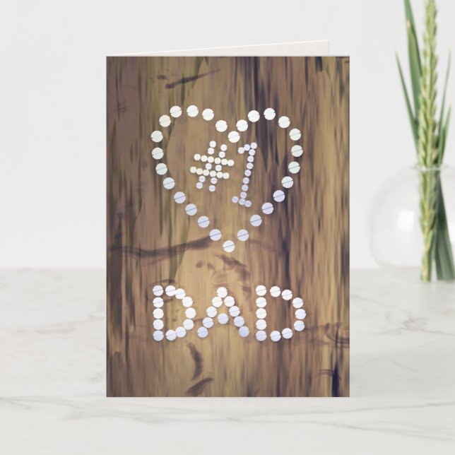 Number One Dad on Wood-look Background Card (Front)