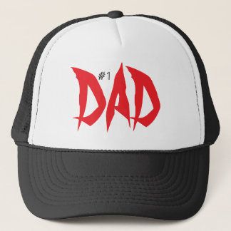 Number One Dad Red And Black Cool Trucker Hat