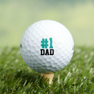 Number One Dad Teal and Black Father's Day Golf Balls