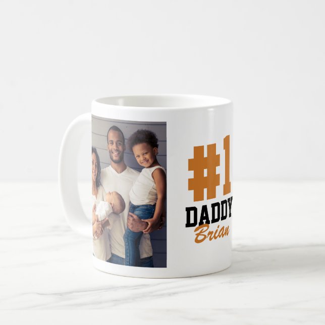 Number One Daddy 2 Photo Father's Day Coffee Mug (Front Left)