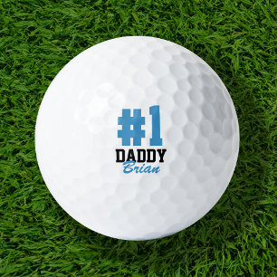 Number One Daddy Blue Monogrammed Father's Day Golf Balls
