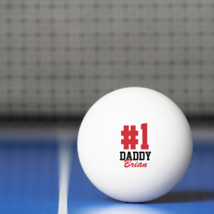 Number One Daddy Red Monogrammed Father's Day Ping Pong Ball