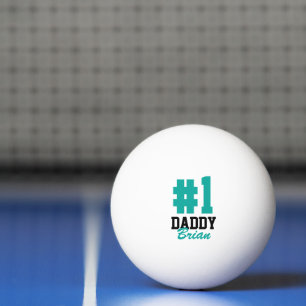 Number One Daddy Teal Monogrammed Father's Day Ping Pong Ball