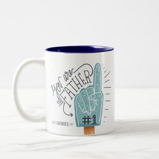 Number One Father Foam Finger Two-Tone Coffee Mug (Left)