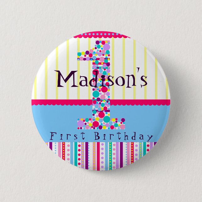 Number One, First Birthday Button (Front)