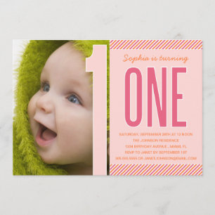 NUMBER ONE   FIRST BIRTHDAY INVITATION