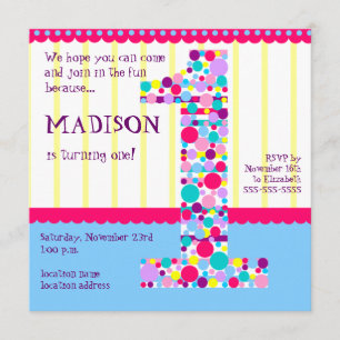 Number One, First Birthday Party Invitation