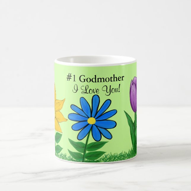 Number One Godmother Floral Personalised Mugs (Center)