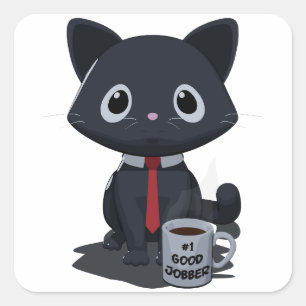 Number One Good Jobber Cat Square Sticker