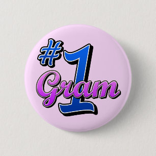 Number One Gram 6 Cm Round Badge