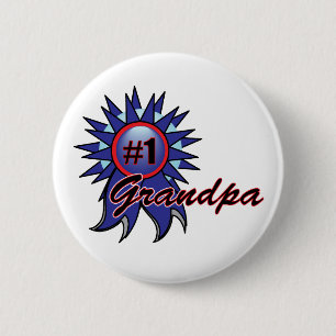 Number One Grandpa #1 Blue Award 6 Cm Round Badge
