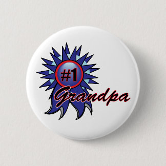 Number One Grandpa #1 Blue Award 6 Cm Round Badge