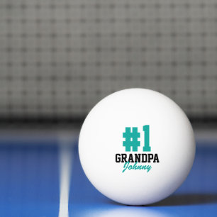Number One Grandpa Teal Monogrammed Father's Day Ping Pong Ball