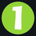 Number One Large Round Green Stickers by Janz<br><div class="desc">Custom Number Sticker Designs by Janz © 2008-2017 Jan Fitzgerald. All rights reserved. Graphic Design,  Artwork,  & Photography by Jan & Michael Fitzgerald.</div>